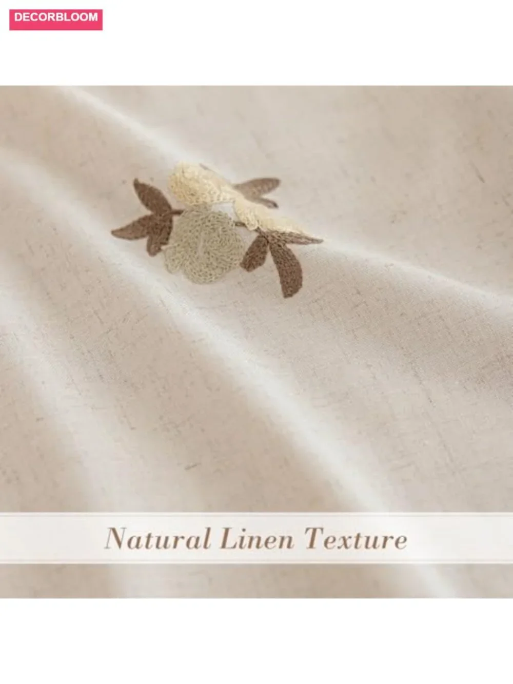 Linen Blend Embroidered Floral Rectangle Tablecloth Tassel 60x84 Farmhouse